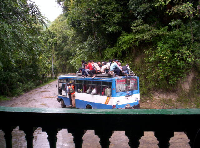 A bus passing by the meditation resort