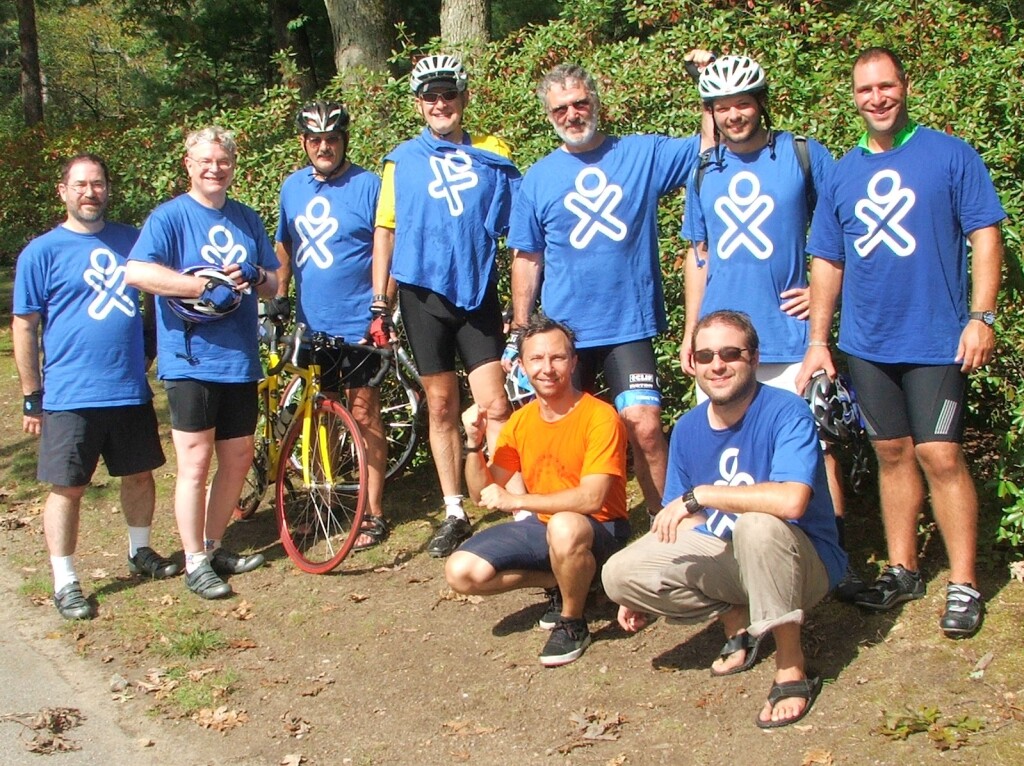 The young, handsome athletes of Team Sugar Labs posing for the camera after the first 30 miles